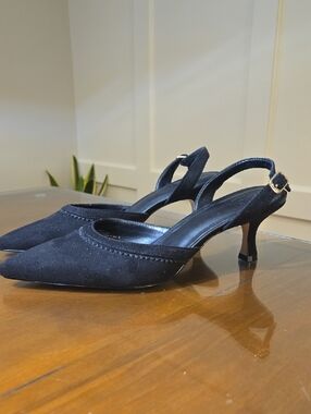 GAP Black Suede Pointed Slingback Heels